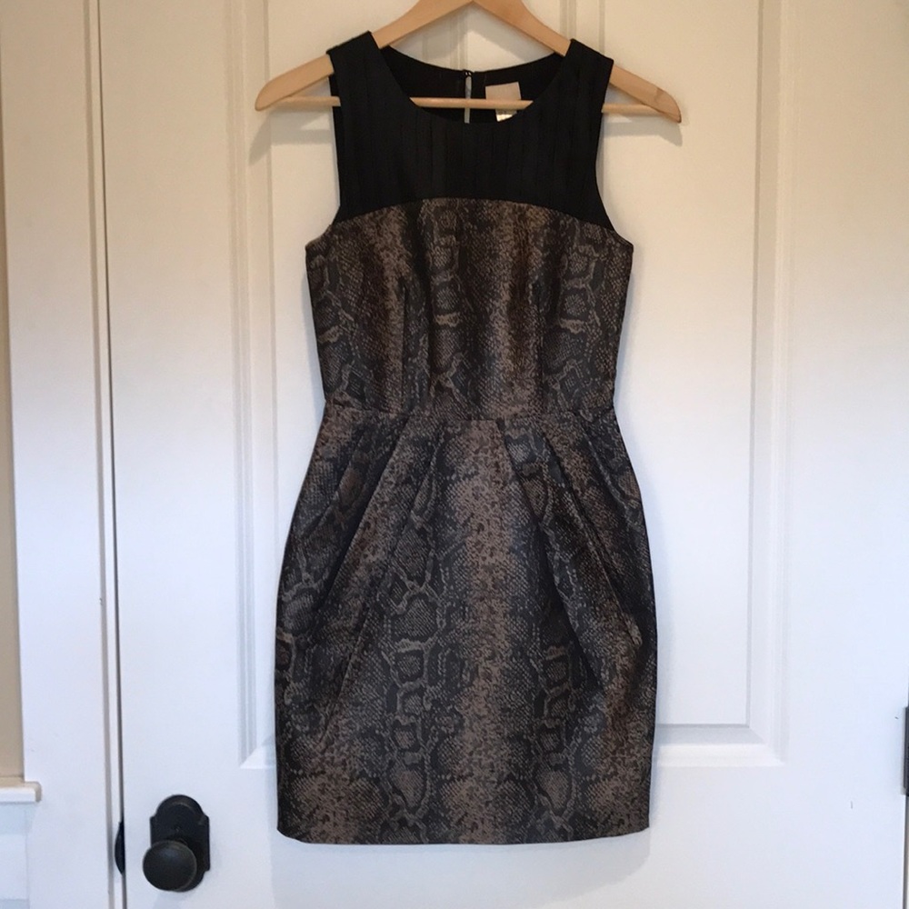 H&M black/gold animal print tulip dress, size 2